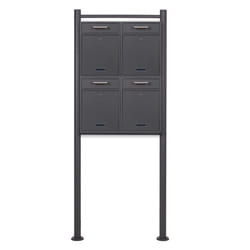 2x2 Letter Box V52 Anthracite Lockable Mail Box with Name Plate Window and Letter Box Stand