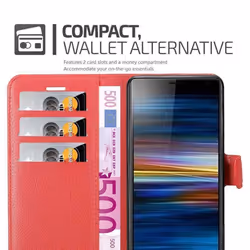 Cadorabo Case for Sony Xperia 10 / Xperia XA3 Cover Book Wallet Protection PU Leather Magnetic Etui - KARMIN ROT, Sony Xperia 10