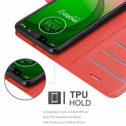 Cadorabo Case for Motorola MOTO G7 PLAY Cover Book Wallet Protection PU Leather Magnetic Etui - KARMIN ROT, Motorola MOTO G7 PLAY