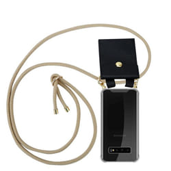Cadorabo Lanyard Gold Necklace Case for Samsung Galaxy S10 4G TPU Silicone Cover Back Case - BRILLIANT BROWN