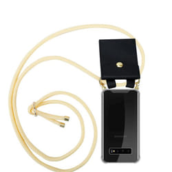 Cadorabo Lanyard Gold Necklace Case for Samsung Galaxy S10 4G TPU Silicone Cover Back Case - CREAM BEIGE