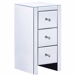 3 Drawer Bedside Table LORRIS Glass Silver