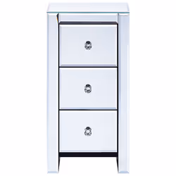 3 Drawer Bedside Table LORRIS Glass Silver