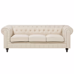 Sofa CHESTERFIELD Fabric Beige 3 Seater