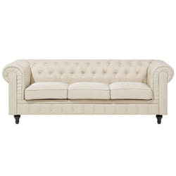 Sofa CHESTERFIELD Fabric Beige 3 Seater
