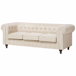 Sofa CHESTERFIELD Fabric Beige 3 Seater