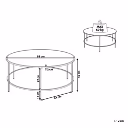 Coffee Table FLORENCE Glass Black/ Gold