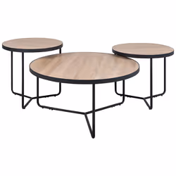 Set of 3 Coffee Tables MELODY Light Brown
