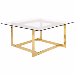 Coffee Table CRYSTAL Tempered Glass Gold