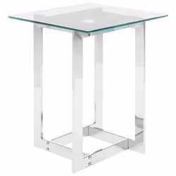 Side Table CRYSTAL Tempered Glass Silver
