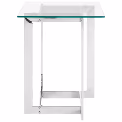 Side Table CRYSTAL Tempered Glass Silver