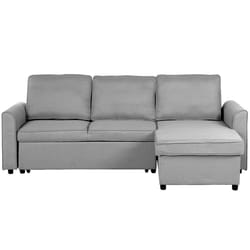 Corner Sofa Bed NESNA Fabric Light Grey with Storage 3 Seater Left Hand