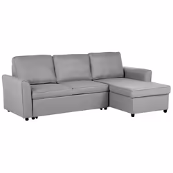 Corner Sofa Bed NESNA Fabric Light Grey with Storage 3 Seater Left Hand