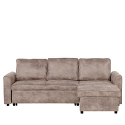 Corner Sofa Bed NESNA Faux Leather Brown with Storage 3 Seater Left Hand