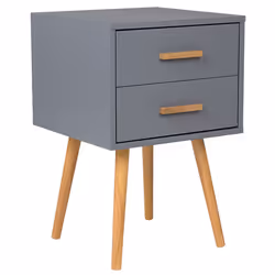 2 Drawer Bedside Table ALABAMA Grey