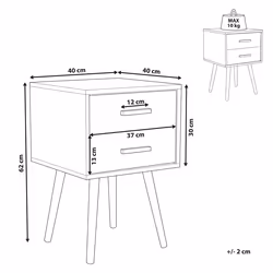 2 Drawer Bedside Table ALABAMA Grey