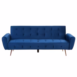 Velvet Sofa Bed Blue SELNES