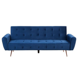 Velvet Sofa Bed Blue SELNES