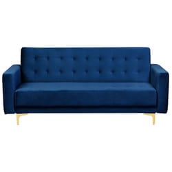 Sofa Bed ABERDEEN Velvet Navy Blue 3 Seater