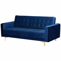 Sofa Bed ABERDEEN Velvet Navy Blue 3 Seater