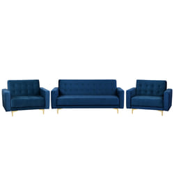 Living Room Set ABERDEEN Velvet Navy Blue 5 Seater