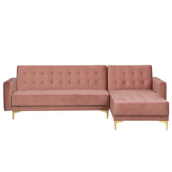 Modular Corner Sofa Bed ABERDEEN Velvet Pink 4 Seater Left Hand