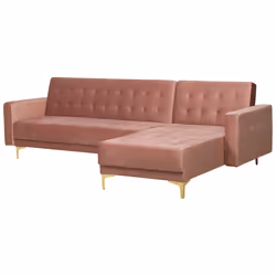 Modular Corner Sofa Bed ABERDEEN Velvet Pink 4 Seater Left Hand