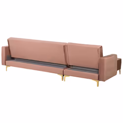 Modular Corner Sofa Bed ABERDEEN Velvet Pink with Ottoman 4 Seater Right Hand