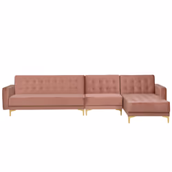 Modular Corner Sofa Bed ABERDEEN Velvet Pink 5 Seater Left Hand