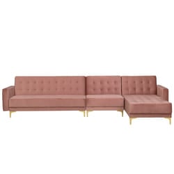 Modular Corner Sofa Bed ABERDEEN Velvet Pink 5 Seater Left Hand