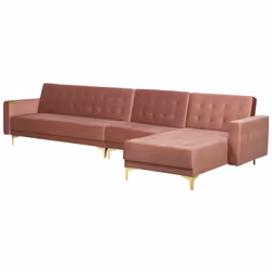 Modular Corner Sofa Bed ABERDEEN Velvet Pink 5 Seater Left Hand