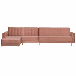 Modular Corner Sofa Bed ABERDEEN Velvet Pink 5 Seater Right Hand