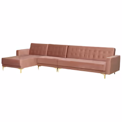 Modular Corner Sofa Bed ABERDEEN Velvet Pink 5 Seater Right Hand