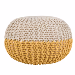 Pouffe Ottoman 50 x 35 cm Beige and Yellow CONRAD