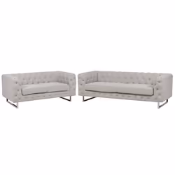 Living Room Set VISSLAND Fabric Light Beige 5 Seater