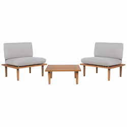 Garden Lounge Set with Table 2 Seater FRASCATI Modular Certified Acacia Wood Light Grey