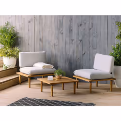 Garden Lounge Set with Table 2 Seater FRASCATI Modular Certified Acacia Wood Light Grey
