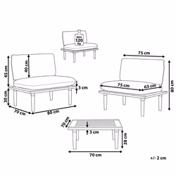 Garden Lounge Set with Table 2 Seater FRASCATI Modular Certified Acacia Wood Light Grey