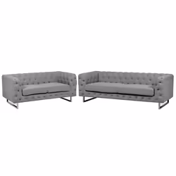 Living Room Set VISSLAND Fabric Light Grey 5 Seater