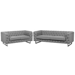 Living Room Set VISSLAND Fabric Light Grey 5 Seater