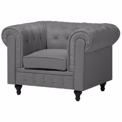 Living Room Set CHESTERFIELD Fabric Light Grey 4 Seater - Additional view 5