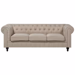 Living Room Set CHESTERFIELD Fabric Beige 4 Seater