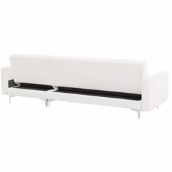 Modular Corner Sofa Bed ABERDEEN Faux Leather White 4 Seater Left Hand