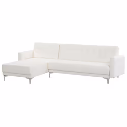 Modular Corner Sofa Bed ABERDEEN Faux Leather White 4 Seater Right Hand