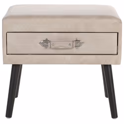 1 Drawer Bedside Table EUROSTAR Faux Leather Beige