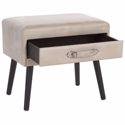 1 Drawer Bedside Table EUROSTAR Faux Leather Beige