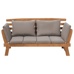 Garden Bench with Cushion PORTICI 210 cm Eucalyptus Wood Light Brown/ Taupe