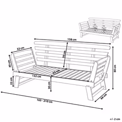 Garden Bench with Cushion PORTICI 210 cm Eucalyptus Wood Light Brown/ Taupe