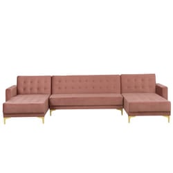 Modular U-Shape Sofa Bed ABERDEEN Velvet Pink 5 Seater