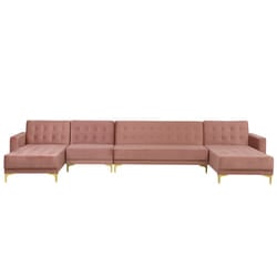 Modular U-Shape Sofa Bed ABERDEEN Velvet Pink 6 Seater